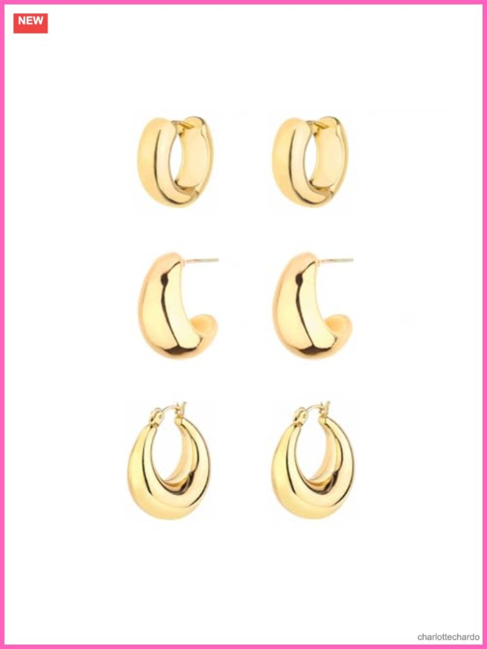 3 Pack Gold Plated Chunky Hoop Earrings Set Hypoallergenic Huggie Hoops